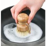 Bamboo Wooden Pots Dishes Sinks Stoves Cleaning Brushes Kitchen Round Handles Convenient Tools