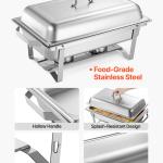 Rectangle Chafing Dish, 9 Qt 6 Pack Stainless Steel Chafing Dish, Food Warmer Chafer Complete Set With Hollow Handle, 3 Food Tongs, Lid, Fuel Holder, Chafer Dishes For Banquet Party Wedding