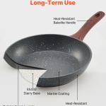 Frying Pan Skillet, Aluminum Egg Fry Pans, 3 Piece Set (250, 280, 325 Mm), Nonsitck Heavy-Duty Skillets With Heat-Resistant Handle, Chef's Kitchen Cookware, For Gas, Electric, Induction, Grey