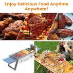 1 Set 3 In 1 Foldable Charcoal Grill Fire Pit Slow Cooker 2-3 People Portable Camping Grill Stainless Steel BBQ Grill For Camping Tailgating Yard