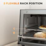 Mini Oven, 9L Countertop Electric Grill, Toaster Oven With Adjustable Temperature, Timer, Dishwasher Safe Baking Tray And Wire Rack, 750W, Silver