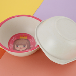 Kids Baby Natural Bamboo Fiber Bowls Cartoon Animal Dishes Baby Feeding Tableware Children Infant Toddler Portable Plates