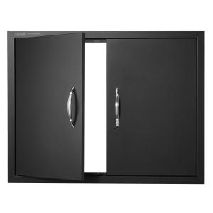 Grill-Zugangstür, 788x610x46 Mm, Doppelte Außenküchentür, Flächenbündig Montierte Kaltplattentür, Vertikale Wandtür Mit Griffen, Für Grillinsel Grillstation (Edelstahl + Ölbesprühtes Produkt)
