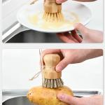 Bamboo Wooden Pots Dishes Sinks Stoves Cleaning Brushes Kitchen Round Handles Convenient Tools