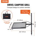 Drehspieß Schwenkgrill Stahl 405 X 405 Mm, Holzkohlegrill Tragbarer Grillrost Grillgestell 6 Kg Belastbarkeit 300 ℃ Freistehend Spießbratengrill BBQ Grill Grillwagen Barbecue Camping