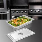 VEVOR 4 Pack Steam Table Pans 20.9 X 12.8 X 3.9 Inch Deep Steam Table Pan Full Size 13L Deep Food Container Stainless Steel Oven Tray Hotel Pans Anti-Jam Steam Table Food Pan