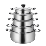 5-Piece Stainless Steel Saucepan Set For Induction And All Hobs, Kitchen Cookware Office & School Supplies