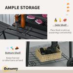 30" Portable Charcoal Barbecue Grill with Wheels Outdoor Barbecue with Adjustable Charcoal Rack, Storage Shelf, for Garden Camping Picnic
