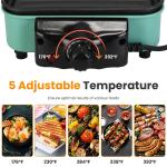 1Pc 2000W Electric Indoor Grill 2 In 1 Electric BBQ Gill With Grill Net Removable Plate 5 Temperature Control 3 Small Trays Dishwasher Safe