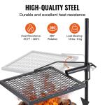 Drehspieß Schwenkgrill Stahl 405 X 405 Mm, Holzkohlegrill Tragbarer Grillrost Grillgestell 6 Kg Belastbarkeit 300 ℃ Freistehend Spießbratengrill BBQ Grill Grillwagen Barbecue Camping
