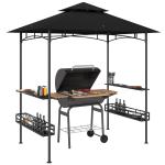 150 X 240cm BBQ Grill Gazebo, With Shelves - Grey