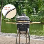 Charcoal Smoker And Grill, 18" Kamado Charcoal BBQ Smoker, Movable Ceramic Barbecue Grill With 4 Wheels (2 Lockable), Built-in Thermometer, Air Vents & Side Shelf For Outdoor Patio Yard Cooking