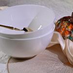 Lily Bone China Dinnerware Set, 2 Pieces, 8-inch White Large Deep Ceramic, Soup, Cereal, Oatmeal, Fruit, Rice Bowl, Plates, Dishes