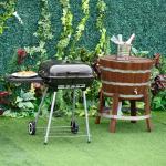 22" Charcoal Barbecue Grill with Portable Wheel, Side Tray and Lower Shelf for Outdoor BBQ for Garden, Backyard, Poolside