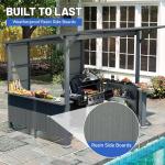9X10FT Hardtop Grill Gazebo, Lean To Outdoor BBQ Gazebo With Storage Shelves And Expansion Platform, Galvanized Steel Permanent Hard Top Grill Canopy For Patio Backyard Lawn Garden -Grey