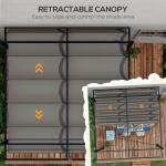 3 X 4m Retractable Pergola, Garden Gazebo Shelter With Aluminium Frame, For Grill, Patio, Deck, Dark Grey