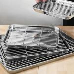 Household Stainless Steel Square Tray Grill With Draining Feature