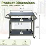3-Shelf Outdoor Grill Table, Grill Cart With Wheels, Outdoor Pizza Oven Table And Food Prep Table, Blackstone Table With Propane Tank Hook, Grill Stand For Blackstone Griddle For Outside BBQ