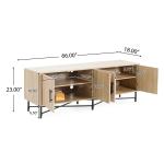 Functional 4-Door TV Cabinet  2 Storage Spaces, Adjustable Shelves, Ideal For Living Room Organization, Natural