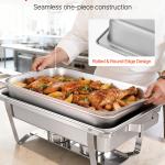 Rectangle Chafing Dish, 9 Qt 2 Pack Stainless Steel Chafing Dish, Food Warmer Chafer Complete Set With Hollow Handle, 1 Food Tongs, Lid, Fuel Holder, Chafer Dishes For Banquet Party Wedding
