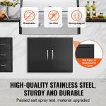 Grill-Zugangstür, 788x610x46 Mm, Doppelte Außenküchentür, Flächenbündig Montierte Kaltplattentür, Vertikale Wandtür Mit Griffen, Für Grillinsel Grillstation (Edelstahl + Ölbesprühtes Produkt)