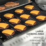 Four-Burner Steel Gas Grill, With Thermometer - Black