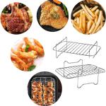 Stainless Steel Double-layer Grill Rack Steamer Air Fryer Accessories Rectangular Barbecue Grill
