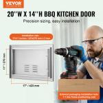 Grill-Zugangstür, 508 X 356 Mm, Einzelne Außenküchentür, Flächenbündig Montierte Edelstahltür, Vertikale Wandtür Mit Griff Und Lüftungsschlitzen, Für Grillinsel, Grillstation, Außenschrank