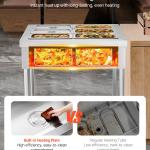 6 X 1/3 Pans Commercial Food Warmer Electric Steam Table With Undershelf