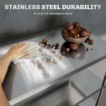 4-Tier Bakers Rack With Storage, Stainless Steel Microwave Stand With Adjustable Shelves For Small Spaces, Kitchen Storage Unit For Spices, Pots And Pans, Silver Tone