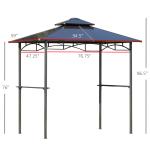 8' x 5' Barbecue Grill Gazebo Tent, Outdoor BBQ Canopy with Side Shelves, and Double Layer PC Roof, Brown