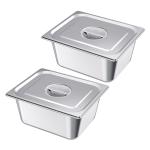 2 Pack Stainless Steam Hotel Pans, 1/2 Size Table Steam Pans With Lids, 6 Inch Deep, Anti Jam Restaurant Supplies Reusable Catering Storage For Home, Party, Restaurant, Hotel, Buffet