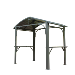 8x5FT  Arc Roof, Grill Canopy For Outdoor Grill W Double Galvanized Steel Roof And 2 Side Shelves, BBQ Gazebo Grill Tent For Patio Garden Backyard, Grey