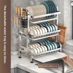 Stainless Steel Kitchen Rack For Storing Dishes And Draining Bowls And Plates