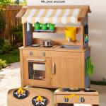 Mud Kitchen, Outdoor Mud Kitchen For Kids, Wood Outdoor Play Kitchens With Spoons, Sink, Tank, Sunshade Canopy, Shovels, Cookware Pots And Accessories, Wooden Play Kitchens For Home, Lawn