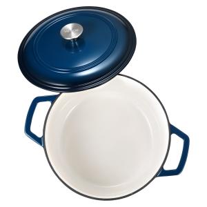 Enameled Cast Iron Dutch Oven Heavy-Duty Cookware With Lid Handles 6 Qt Blue