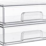 12.1in 30.7cm W Clear Stackable Storage Drawers,2 Pack Acrylic Plastic Organizers Bins For Makeup Palettes, Cosmetics, And Beauty Supplies,Ideal For Vanity, Bathroom,Cabinet,Desk Organization