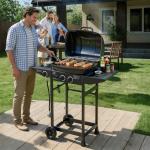 2 Burner BBQ Propane Gas Grill With Side Burner 24000 BTU Output Stainless Steel Barbecue Grill With Enameled Grates And Side Tables For Outdoor Cooking Kitchen And Patio Backyard