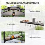 8' x 5' Outdoor Grill Gazebo, Barbecue Gazebo Shelter with Side Awning, 2 Side Shelves and 6 Hooks, Dark Gray