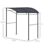 2.2 X 1.5 M BBQ Grill Gazebo Tent, Garden Grill With Metal Frame, Curved Canopy And 10 Hooks, Outdoor Sun Shade, Grey
