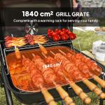 Charcoal Barbecue Grill Portable BBQ Grill With 1840 Cm² Cooking Area, 3 Shelves, Adjustable Vent, Lockable Lid, Wheels For Outdoor Cooking, Garden Party, Red
