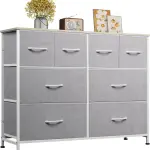 Dresser For Bedroom With 8 Drawers, Wide Fabric Dresser For Storage And Organization, Chest Of Drawers, Dressers For Living Room, Closet, Hallway, Dark Grey