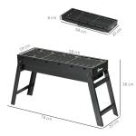 Foldable Charcoal Grill - Black