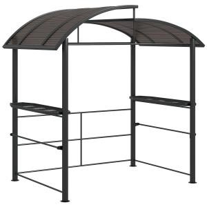 2.4 X 1.5m Outdoor Grill Gazebo With Side Shelves, PC Board Roof, Dark Grey