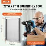 Grill-Zugangstür, 508 X 686 Mm, Einzelne Außenküchentür, Flächenbündig Montierte Edelstahltür, Vertikale Wandtür Mit Griff, Für Grillinsel, Grillstation, Außenschrank