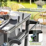 3-Shelf Outdoor Grill Table, Grill Cart With Wheels, Outdoor Pizza Oven And Food Prep Table, Blackstone Table With Stainless Steel Tabletop, Grill Stand For Blackstone Griddle For Outside BBQ