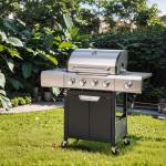 Propane Grill 4 Burner Barbecue Grill Stainless Steel Gas Grill With Side Burner For Outdoor BBQ, Camping