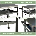 3-Shelf Outdoor Grill Table, Grill Cart Outdoor With Wheels, Pizza Oven And Food Prep Table, Blackstone Table With Stainless Steel Tabletop, Grill Stand For Blackstone Griddle For Outside BBQ