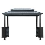 6x10FT Hardtop Grill Gazebo, Outdoor BBQ Gazebo With Double Galvanized Steel Roof, Patio Grill Canopy With 2 Storage Cabinets And Ceiling Hooks For Backyard, Lawn, Garden, Gray