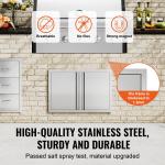 Grill-Zugangstür, 710 X 482 Mm, Doppelte Außenküchentür, Flächenbündig Montierte Edelstahltür, Vertikale Wandtür Mit Versenkbaren Griffen, Für Grillinsel, Grillstation, Außenschrank